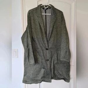Green and White Herringbone Blazer Jacket Land's End Size 2X